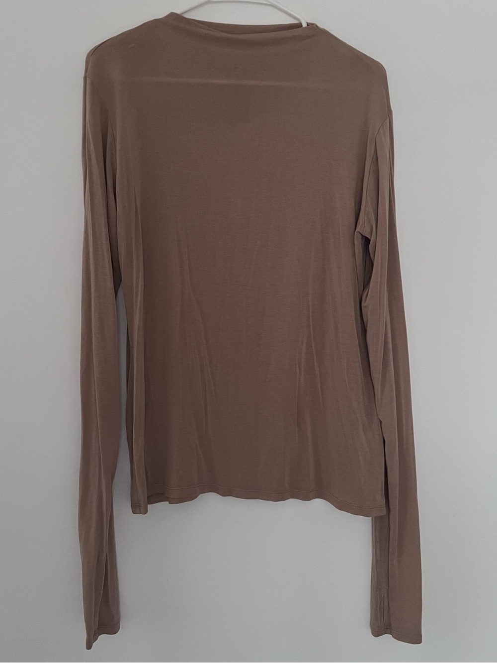 Marcella NYC Sheer Long Sleeve Top XL Taupe Brown